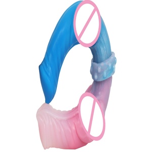 Hot Sell Realistic Waterproof Prepuce Penis Silicone Double Penetrator <b>Dildo</b> for Women Adult Sex Toys Soft Silicone <b>Dildo</b> - Product Image 1