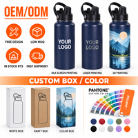 Bouteille d'eau thermique en acier inoxydable 304 avec plusieurs options de bouchons, gourde isotherme à large ouverture pour le travail, les voyages et le sport