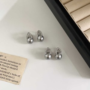 Ruitai S925 Sterling <b>Silver</b> Grey Pearl <b>Stud</b> Earrings AAA Grade Geometric Design For Women Everyday Wear - Product Image 2