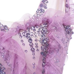 Vestido de Hada Lavanda Sexy, Vestido Mini con Volantes y Pedrería Morada Brillante, para Drag Queen, Showgirl, <span class=keywords><strong>Carnaval</strong></span>, Discoteca, Rave - Product Image 2
