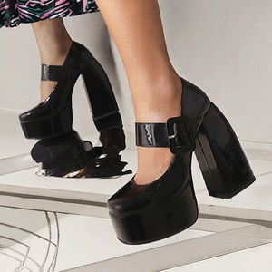 Zapatos de Plataforma con Tira Cruzada en el Tobillo, Elegantes, 1 Par, Punta Cerrada, Calzado de Mujer, Tacones de Bloque, Forro de PU, Antideslizantes, Primavera Verano - Product Image 3