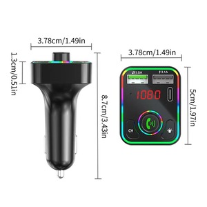 Transmisor FM para Auto BT con Carga Rápida <span class=keywords><strong>QC3</strong></span>.0 PD, Reproductor MP3 Inalámbrico, Cargadores y Adaptadores para Auto con Pantalla LED - Product Image 2