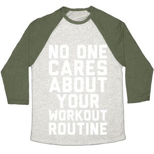 Nessuno si preoccupa della tua routine di allenamento - T-shirt da baseball unisex in tessuto misto - Product Image 3