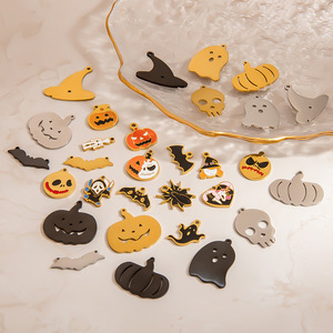 Colgante de acero inoxidable para Halloween, chapado en oro de 18 quilates, para hacer collares, accesorios de joyería DIY, formas mixtas, calabaza - Product Image 2