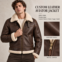 Nouvelle arrivée, veste pour homme, finition cuir, col en fourrure, fermeture éclair métallique, languettes latérales, veste d'aviateur d'hiver, streetwear