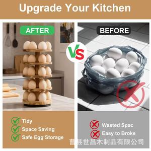 Wooden Egg Storage Rack 6.25x12.75 Inch 360 Degree Rotating Countertop Organizer Stackable <b>Kitchen</b> Egg Holder - Product Image 5