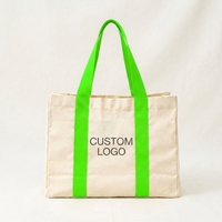 Tas Tote Kanvas Kapasitas Besar Custom Pabrik dengan Pegangan Berwarna, Dapat Digunakan Kembali untuk Penyimpanan & Belanja