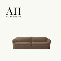 Canapé d'angle en bouclette crème moderne de luxe AH avec chaise longue gauche et accoudoirs larges pour salon, maison, hôtel et appartement