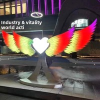 Lumières de sculpture interactives à détection LED personnalisées en forme d'ailes d'ange, indice de protection IP65, 111-240V, en fer, acrylique et verre, à intensité variable, or/blanc/gris