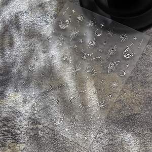 Autocollant pour ongles en or 5D, lune/étoile, bronzage, autocollant pour ongles en laser, étoile, lune, croix, design, autocollant pour ongles en or et argent, autocollant auto-adhésif - Product Image 3