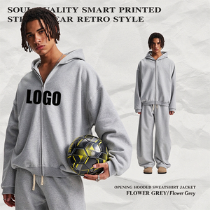 Hot Selling Custom Logo Blank 430GSM Winter Zip Up Hoodie <b>Men</b> <b>Fleece</b> Lined Thermal <b>Thick</b> Oversized Cotton Blend Casual <b>Jacket</b> - Product Image 3