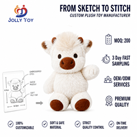 Peluche personnalisée Petite Vache – Créez votre design – Animal en peluche super doux de dessin animé pour filles avec doublure en maille