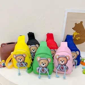 2023 Fashion Children Handbag Cartoon bear print chest bag Baby Girl Boy Shoulder Messenger Bag