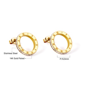 Pendientes de Oro de 14k con Diseño Coreano Vintage y Elegante, con Números Romanos, para Mujer - Product Image 4