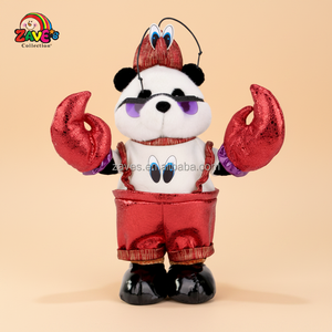Zaves 15,5 pulgadas lindo negro blanco peluche <span class=keywords><strong>Panda</strong></span> suave peluche rojo langosta disfraz poliéster cumpleaños divertido muñeca - Product Image 1