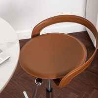 Tabouret de bar pivotant créatif de luxe léger avec dossier, en cuir pleine fleur huilé, chaise de comptoir réglable en hauteur, tabouret de bar haut