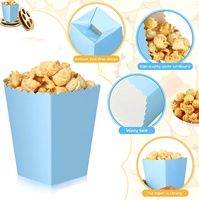 Boîtes à Popcorn Réutilisables Personnalisables avec Logo Imprimable – Emballage Carré Bleu – Vente Directe Usine – Contenant en Carton pour Bonbons et Popcorn