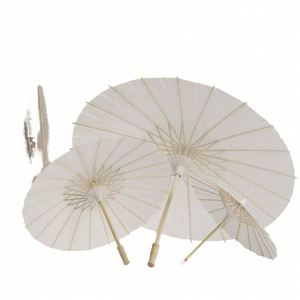 Parapluie en papier blanc en bambou chinois à faire soi-même, cadeau de mariage - Product Image 2
