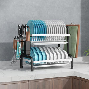 Égouttoir à vaisselle en acier inoxydable taille L, multifonctionnel, avec fonction de séchage rapide, organiseur de rangement pour assiettes et ustensiles - Product Image 5