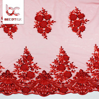 Mode main perlée paillettes broderie robe de mariée broderie dentelle tissu