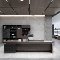 Bureau de direction moderne de luxe sur mesure pour PDG/Directeur général, grand bureau exécutif en bois avec rangement pour bureau de luxe
