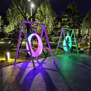 Chaise suspendue lumineuse à LED à 16 couleurs changeantes, balançoires <span class=keywords><strong>de</strong></span> jardin, meubles <span class=keywords><strong>de</strong></span> patio, lampe décorative extérieure en forme <span class=keywords><strong>de</strong></span> <span class=keywords><strong>demi</strong></span>-<span class=keywords><strong>lune</strong></span> pour bar - Product Image 4