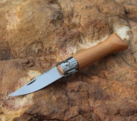 Couteau utilitaire pliant portable à ouverture manuelle avec verrouillage à anneau, couteau à fruits, manche en bois de hêtre, couteau de survie pour le camping en plein air, couteau de poche EDC