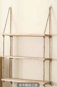 Étagères murales flottantes en bois de Paulownia, 3 niveaux, blanc poli, écologiques, style artisanal, antique, Europe, support de rangement avec corde, pour intérieur - Product Image 2