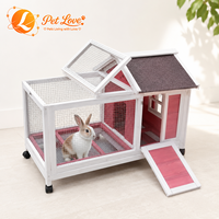 Cage à lapins en bois moderne, grande cage rectangulaire pour animaux de compagnie, roues, plateau amovible, utilisation intérieure/extérieure pour cochon d'Inde, hamster, écureuil