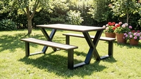 Ensemble de table et chaises d'extérieur en aluminium, plastique et bois, moderne, durable, pour pique-nique commercial, restaurant, cour