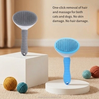 Brosse démêlante autonettoyante à un bouton pour animaux de compagnie, en acier inoxydable avec picots en plastique, pour massage et élimination des poils morts, pour chiens et chats à poils longs/courts