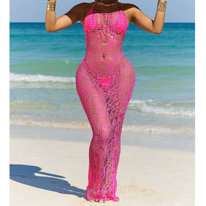 2024 été maillots de bain 3 pièces ensemble femmes licou Maxi robe creux Crochet Bikini Sexy ensembles pour les femmes - Product Image 6