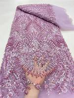 Tissu en dentelle tissé polyester/coton brodé de pierres et de sequins pour vêtements de soirée pour filles et textiles de maison de mariage