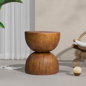 Sidekick elegante para cualquier sofá, cama o esquina poco usada Textura natural, y mesa auxiliar de tambor de madera de estilo elegante - Product Image 1
