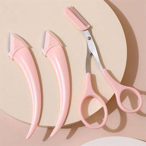 Depiladora de Cejas Inclinada de Acero Inoxidable, Recortadora Facial Segura, Set en Blíster - Product Image 1