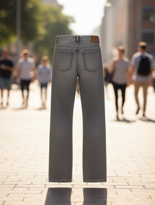 Jeans de Pierna Recta Simples, Cintura Media, Largos, Denim Lavado a la Piedra, Ropa Casual para Mujer, 100% Algodón, Estilo Primavera - Product Image 2