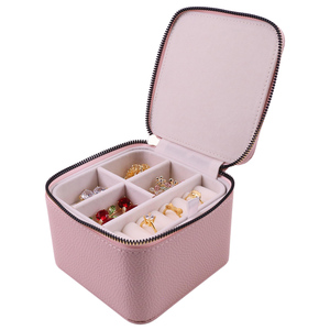 Modern Black Brown Pink White PU Travel <strong>Jewelry</strong> Organizer Case with <strong>Mini</strong> Tray for Ring Earring Necklace Storage <strong>Mini</strong> <strong>Jewelry</strong> <strong>Box</strong> - Product Image 6