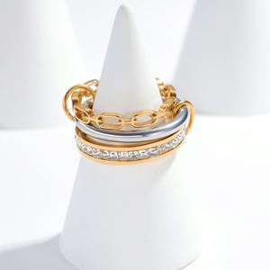 Anillo Apilable de Acero Inoxidable Chapado en Oro para Mujer, Anillos de Zirconia Apilables de Varias Capas - Product Image 2