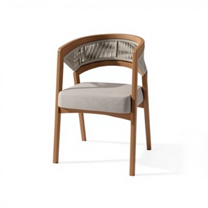 Modern Wooden Living Room <b>Chair</b> With Grey Cushion And Woven Backrest Scandinavian Design Ergonomic Home Furniture - Product Image 1