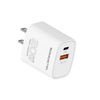 Chargeur mural rapide SOMOSTEL SMS-Q610C 20W GaN PD + QC3.0, double port A+C avec câble de 1m