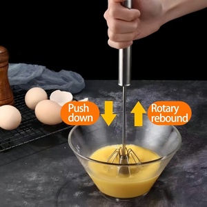 Semi <strong>Automatic</strong> 3pcs Stainless Steel Hand Push Rotary Egg Whisk Mixer <strong>Stirrer</strong> for Blending - Product Image 4
