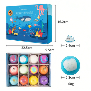 Lot de 12 bombes de bain bio de luxe pour enfants, surprise jouet, parfum océan et noix de coco, emballage personnalisé OEM/ODM, cadeau de soin corporel - Product Image 6