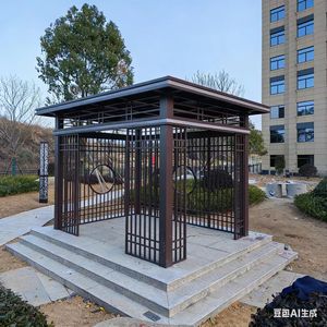 Chinesischer Landschaftspavillon, <span class=keywords><strong>Pergola</strong></span>, Gartenlaube, Wintergarten, Teeraum, Isoliert, Schalldicht, Aluminiumlegierung, Gehärtetes Glas, Offen - Product Image 6