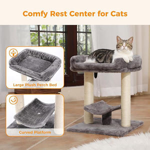 Produsen kustom mewah abu-abu mewah pohon kucing grosir kucing menggaruk tiang pohon menara terbaik penjual kucing pohon tempat tidur - Product Image 4