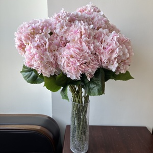 M79, venta al por mayor, arreglos florales de boda de alta calidad, solo bebé, Hortensia <span class=keywords><strong>rosa</strong></span>, seda, tacto Real, flor de Hortensias artificiales - Product Image 1