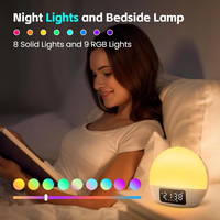 Réveil lumineux personnalisé IBN avec service de réveil au lever du soleil, machine à bruit blanc multifonctionnelle, compagnon de sommeil et musique apaisante