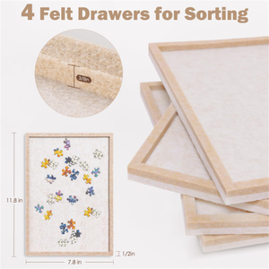 Portable Foldable Wooden Felt Jigsaw <b>Puzzle</b> Board with <b>Sorting</b> <b>Trays</b> for Adults Family Game - Product Image 2