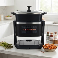 Nouvelle Friteuse à Air Chaud Moderne pour la Maison, Vente Chaude en Gros, 1400W, Tension Large, Bol en Verre Transparent 4.5L, Chauffage Rotatif à 360°, Certifications ETL/CE/CB