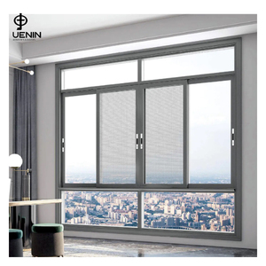 Uenin Aluminium Glazen Schuifraam Met Roestvrijstalen Zeefnet Voor Slaapkamer Villa Aluminium Raamontwerp - Product Image 1
