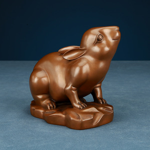 Copper Rabbit Zodiac Figurine Feng Shui <b>Desk</b> Decor Home Office Gift Chinese New Year Decoration Single Piece - Product Image 2